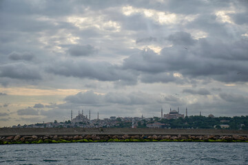 Obraz premium Sultanahmet and Ayasofya in sunset.