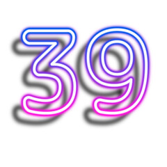 Glowing Neon Number Thirty Nine