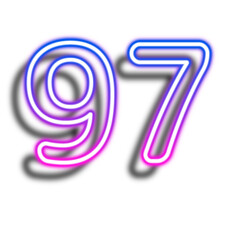 Obraz premium Glowing Neon Number Ninety Seven