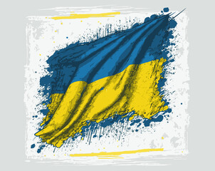 Flag of Ukraine,  illustration with a grunge texture