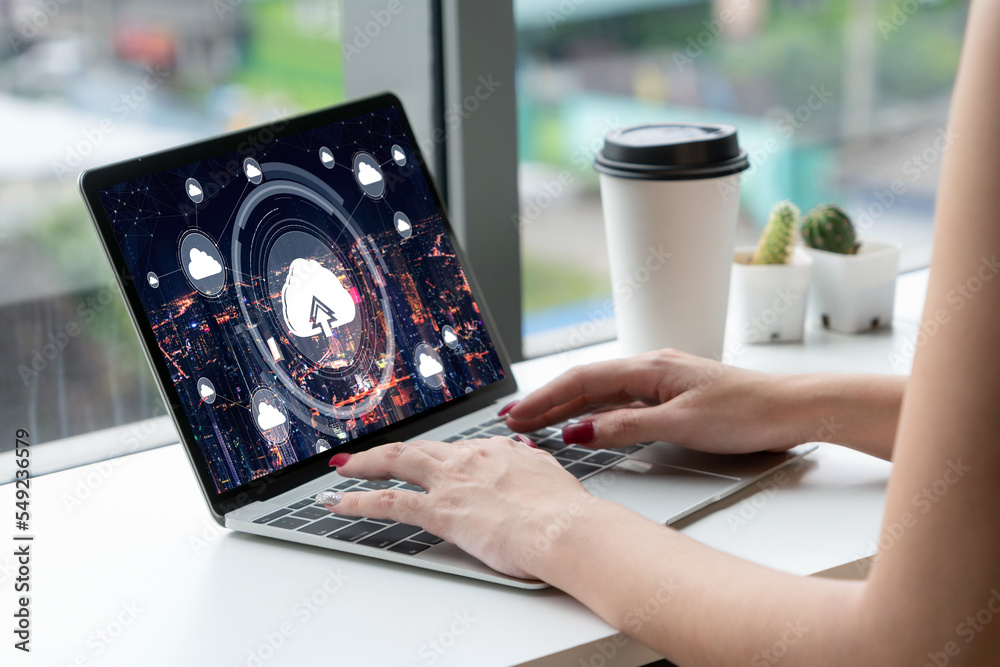 Poster cloud computing software for modish remote work and personal data storage