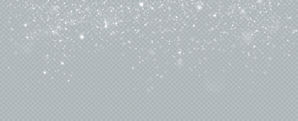 Realistic falling snow.Christmas background.Isolated on transparent background.