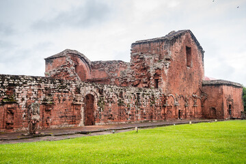 old ruins of santisima trinidad monastery in encarnacion, paraguay