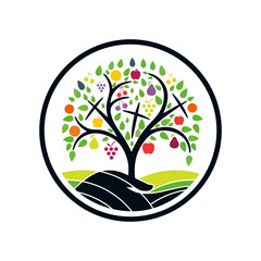 tree and fruits vector logo design