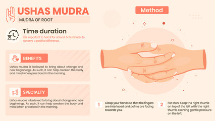 Exploring the Ushas Mudra Benefits, Characteristics and Method -Vector illustration design - obrazy, fototapety, plakaty