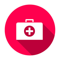 Obraz premium First aid kit flat circle icon Vector