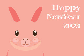 Year of the Rabbbit Solid Color Design Happy New Year 2023 Greeting Card