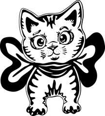 Сute kitten with a bow