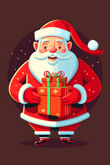 Laughing Santa Claus holding presents illustration, Merry Christmas and Happy New Year, Cartoon Illustration