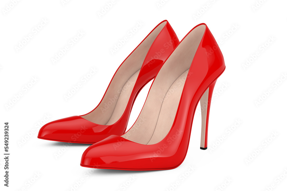 Aufkleber red high heels wooman shooes. 3d rendering