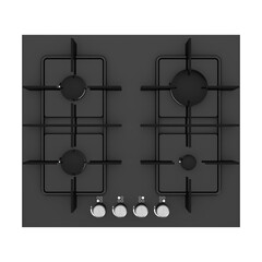 Black Modern Kitchen Gas Stove. 3d Rendering