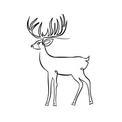 Portrait of a deer side view in one line