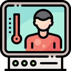 Temperature Check Screen Monitor Virus Spread filled color line icon