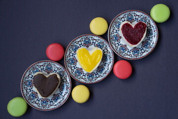 Heart Shaped Cheesecakes in the Colorful Background Photo, Uskudar Istanbul, Turkey