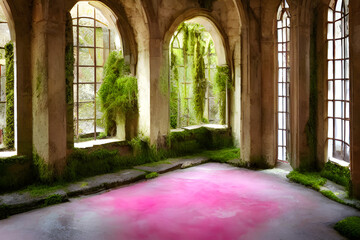 Fototapeta premium Digital Illustration Grunge Cloister Interior