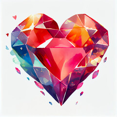Watercolor Diamond Heart Illustration