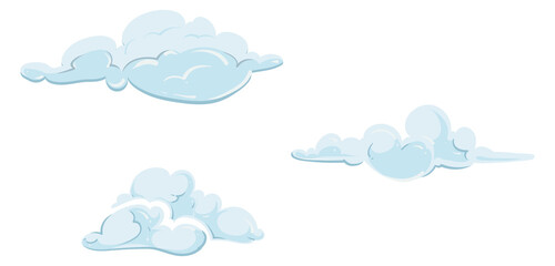 Cloud set. Cartoon sky elements. Fluffy air