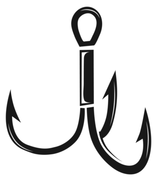 Premium Vector  Treble hook icon black fishing tool symbol