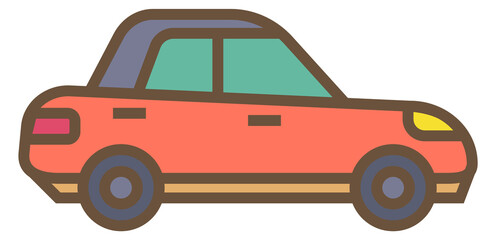 Car color icon. Red urban transport symbol