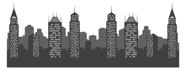 Fototapeta premium High building cityscape. Black urban street silhouette