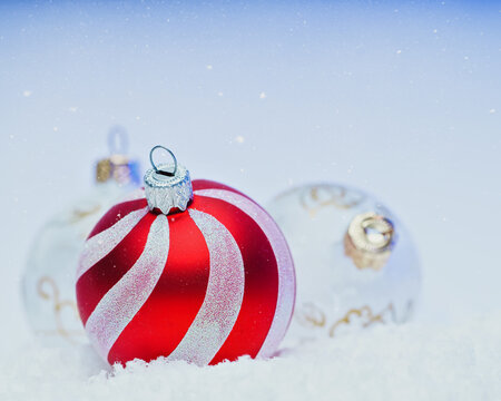 Xmas backgrounds with holidays balls and beautiful abstract bokeh