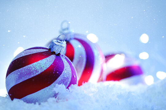 Xmas backgrounds with holidays balls and beautiful abstract bokeh