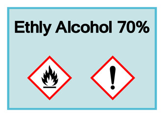 Obraz premium Ethly Alcohol 70% Symbol Sign, Vector Illustration, Isolated On White Background Label. EPS10