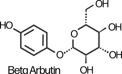 Beta arbutin molecular skeletal formula structure.