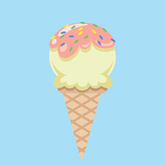 Ice cream cone with topping vector illustration