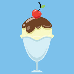 Ice cream dessert with cherry vector illustration