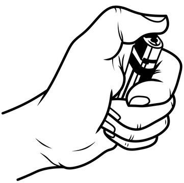 Hand with a lighter. Isolated illustration of a human hand.