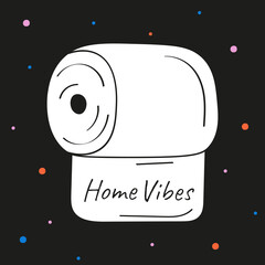 Roll tissue paper in flat style. Home vibes. Vector illustration isolated on black background.	