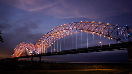 Hernando de Soto Bridge in Memphis over Mississippi River - travel photography - obrazy, fototapety, plakaty