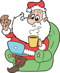 Santa Claus with laptop sitting in an armchair 2