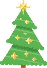 Stylized Christmas tree with star decorations vector illustration