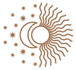 Obraz premium Astrological sun and moon sign. Mythical cosmic symbol