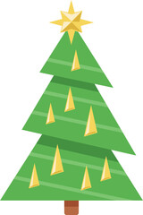 Stylized Christmas tree with yellow star vector illustration