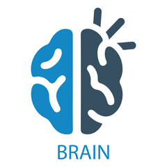 brainstorming neuroscience icon vector illustration.Human brain icon in flat style. Editable stroke.