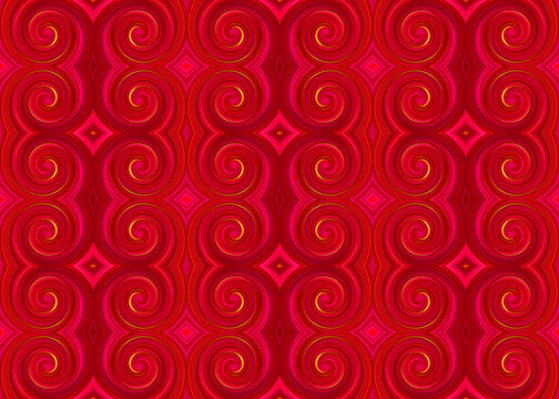 seamless pattern with red cicular hearts
