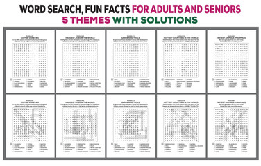 Word Search Puzzles and Fun Facts for Adults and Seniors
