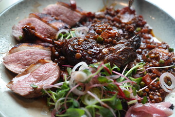 Duck Breast Steak and Oven Braised Duck Leg