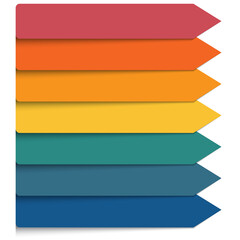 Template for infographics, colored horizontal arrows with shadow 7 positions