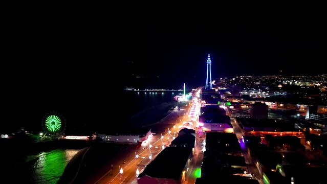 4k video footage of the illuminations at Blackpool in Lancashire, UK
