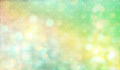 黄色と黄緑のグラデーションと和風の麻の葉柄　玉ボケ