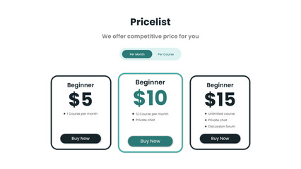 Fototapeta premium Pricing table and plans for UI website template
