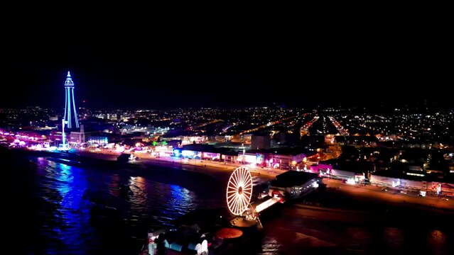 4k video footage of the illuminations at Blackpool in Lancashire, UK