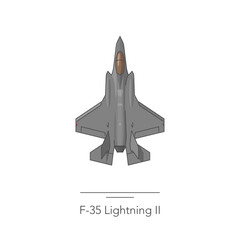F-35 Lightning II outline colorful icon. Isolated fighter jet on white background. Vector illustration
