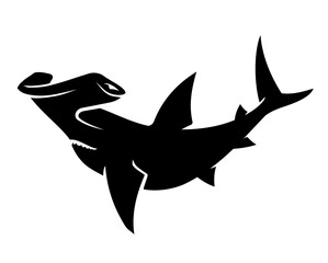 Hammer Head Shark, Aquatic Marine Animal Silhouette