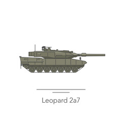 Leopard 2a7 outline colorful icon. Isolated tank on white background. Vector illustration © Paul Kovaloff