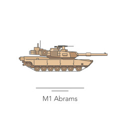M1 Abrams outline colorful icon. Isolated tank on white background. Vector illustration © Paul Kovaloff